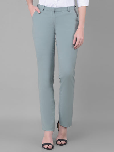 Green Chinos Trousers-Women Trousers-Crimsoune Club