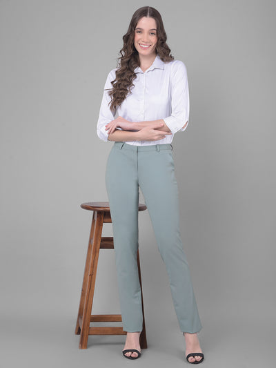 Green Chinos Trousers-Women Trousers-Crimsoune Club