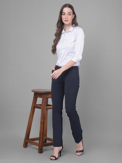 Navy Blue Chinos Trousers-Women Trousers-Crimsoune Club