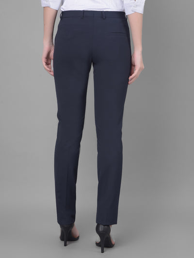 Navy Blue Chinos Trousers-Women Trousers-Crimsoune Club