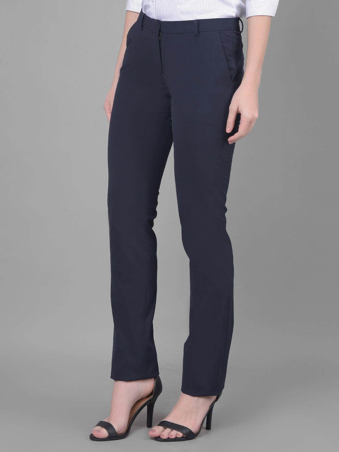 Navy Blue Chinos Trousers-Women Trousers-Crimsoune Club