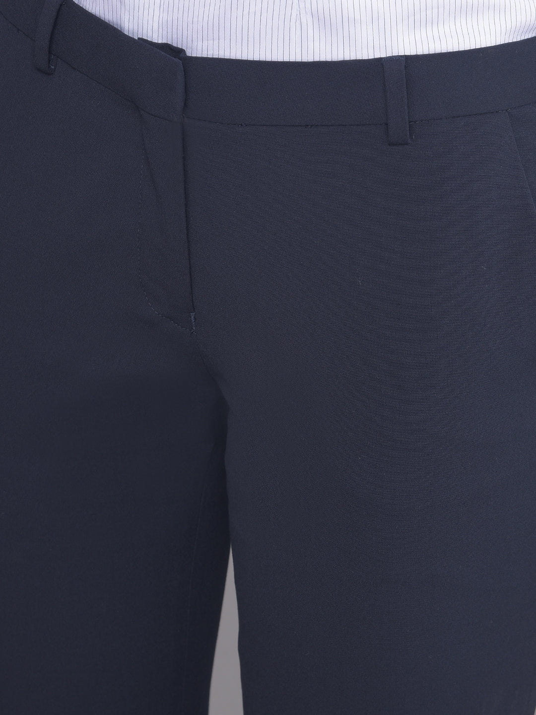 Navy Blue Chinos Trousers-Women Trousers-Crimsoune Club