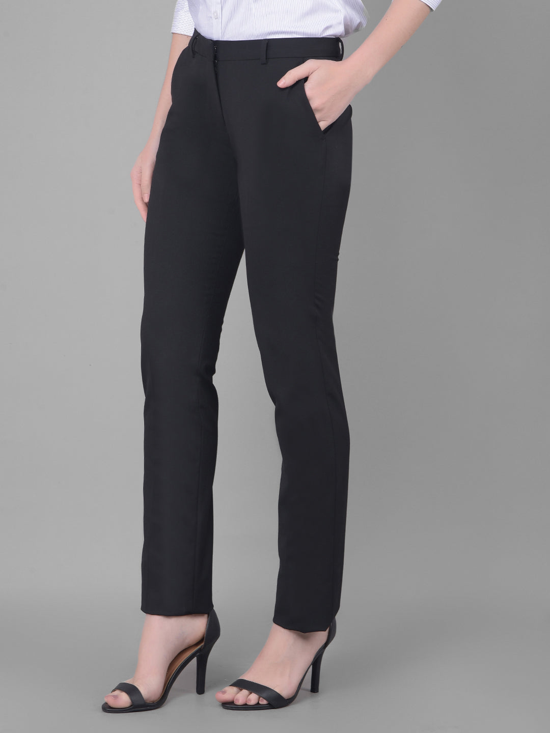 Black Chinos Trousers-Women Trousers-Crimsoune Club