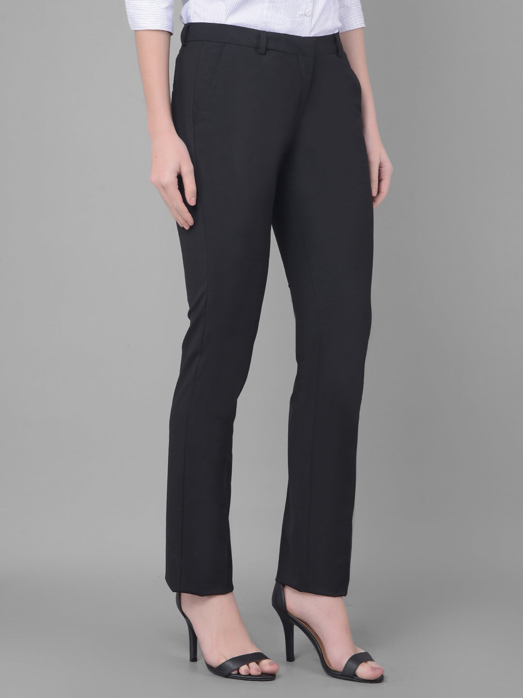 Black Chinos Trousers-Women Trousers-Crimsoune Club