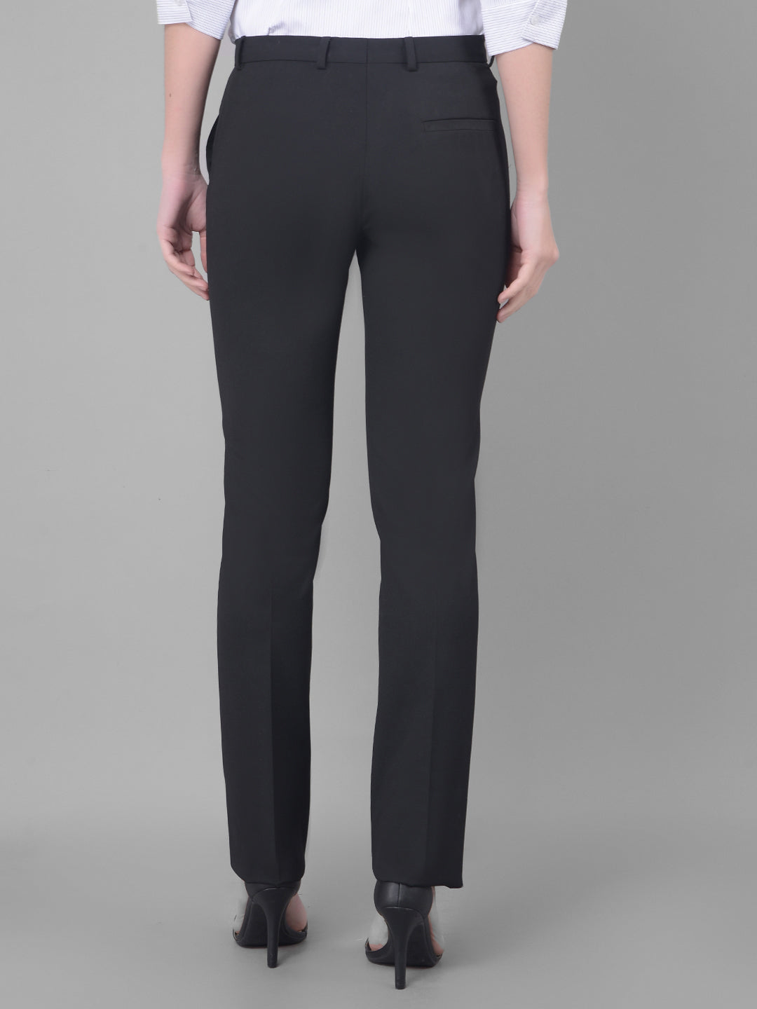 Black Chinos Trousers-Women Trousers-Crimsoune Club