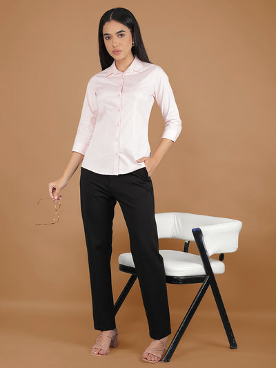 Black Chinos Trousers-Women Trousers-Crimsoune Club