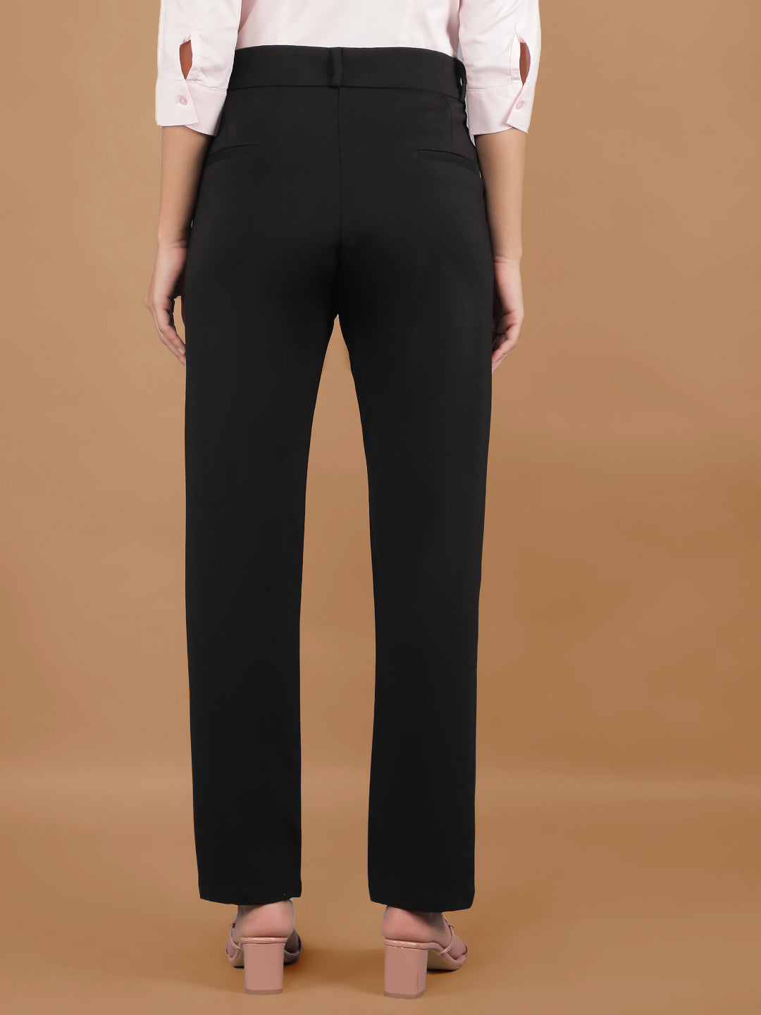 Black Chinos Trousers-Women Trousers-Crimsoune Club