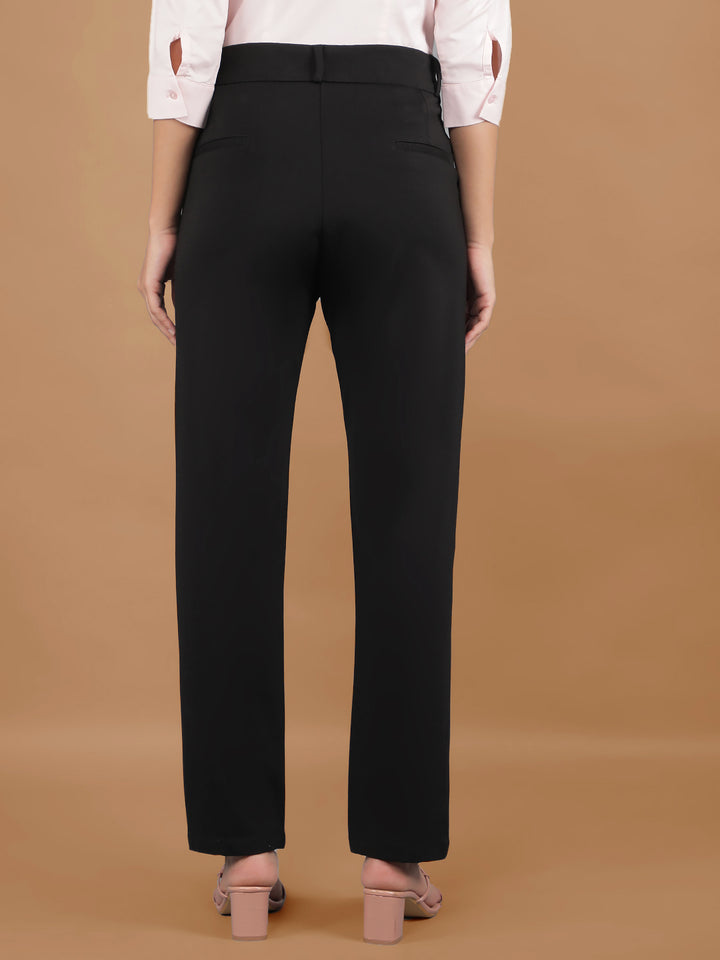 Black Chinos Trousers-Women Trousers-Crimsoune Club