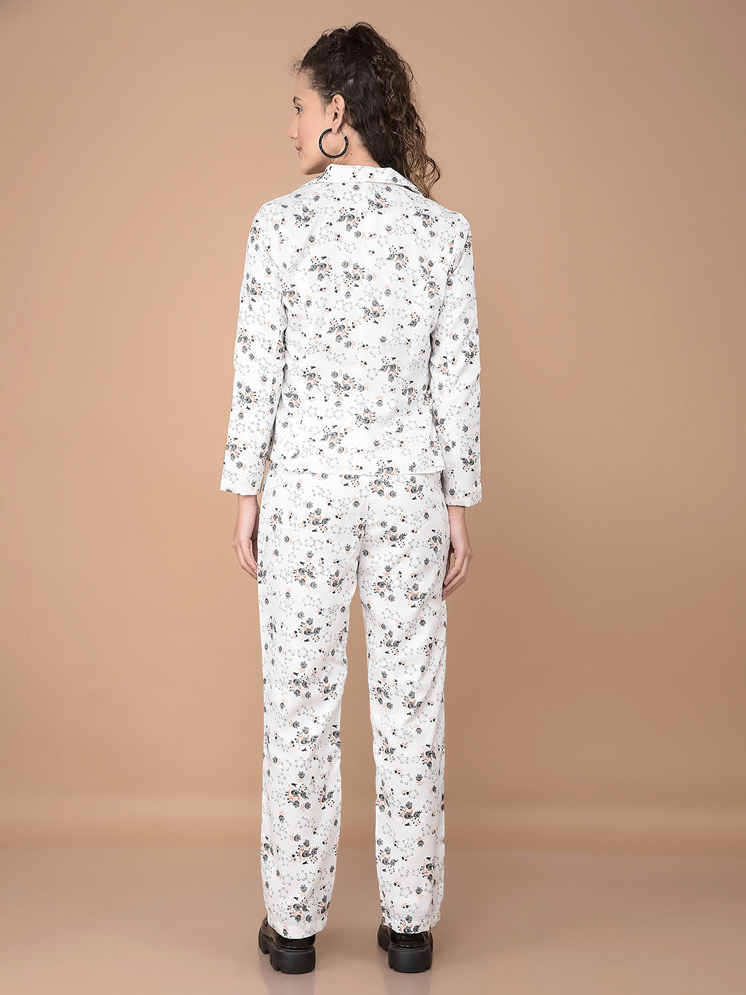 Grey Floral Print Co-Ord Sets-Women Co-Ord Sets-Crimsoune Club