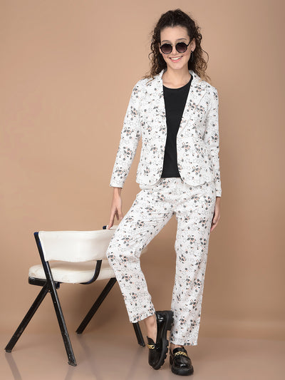 Grey Floral Print Co-Ord Sets-Women Co-Ord Sets-Crimsoune Club