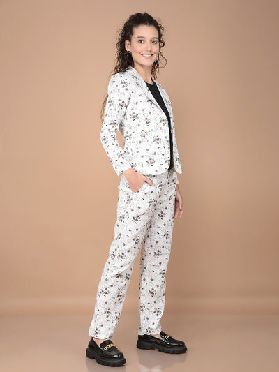 Grey Floral Print Co-Ord Sets-Women Co-Ord Sets-Crimsoune Club