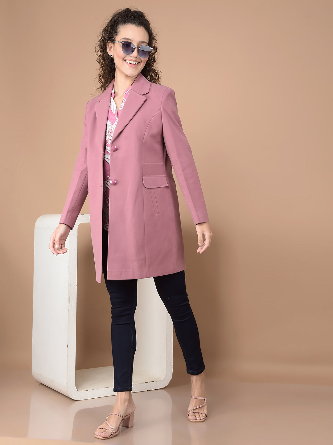 Pink Longline Overcoat-Women Coats-Crimsoune Club