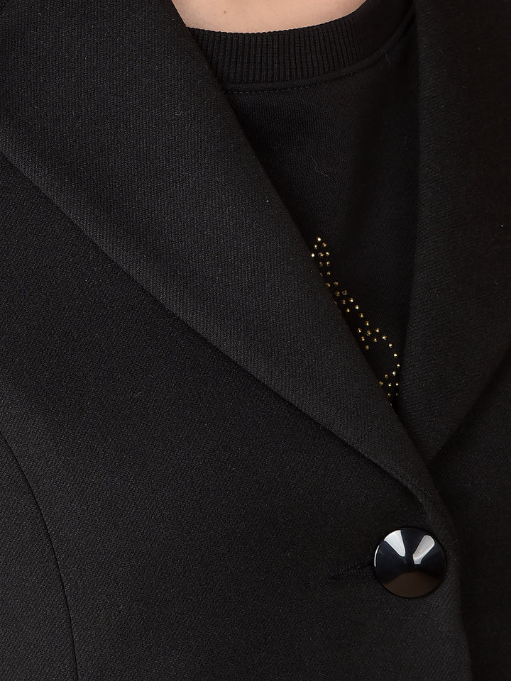 Black Longline Overcoat-Women Coats-Crimsoune Club