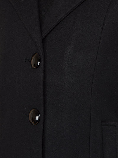 Black Knee-Length Overcoat-Women Coats-Crimsoune Club