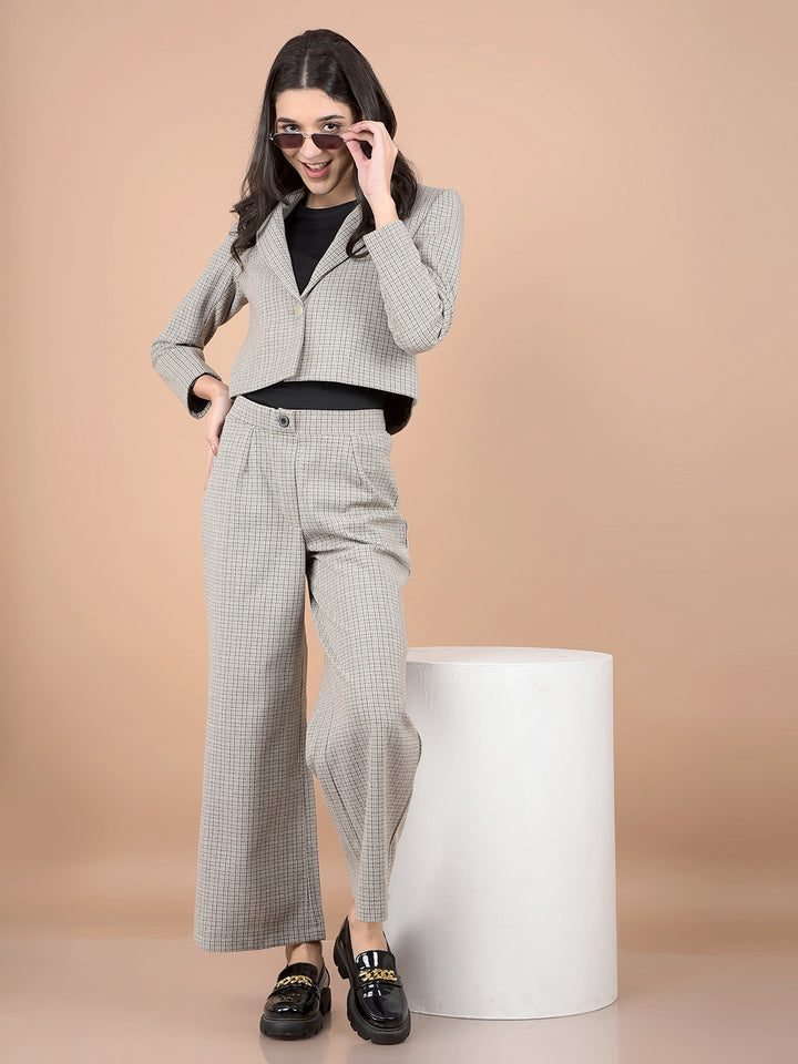 Grey Jacquard Co-Ord Set-Women Co-Ord Sets-Crimsoune Club