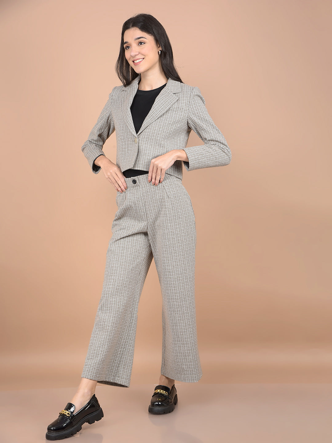 Grey Jacquard Co-Ord Set-Women Co-Ord Sets-Crimsoune Club