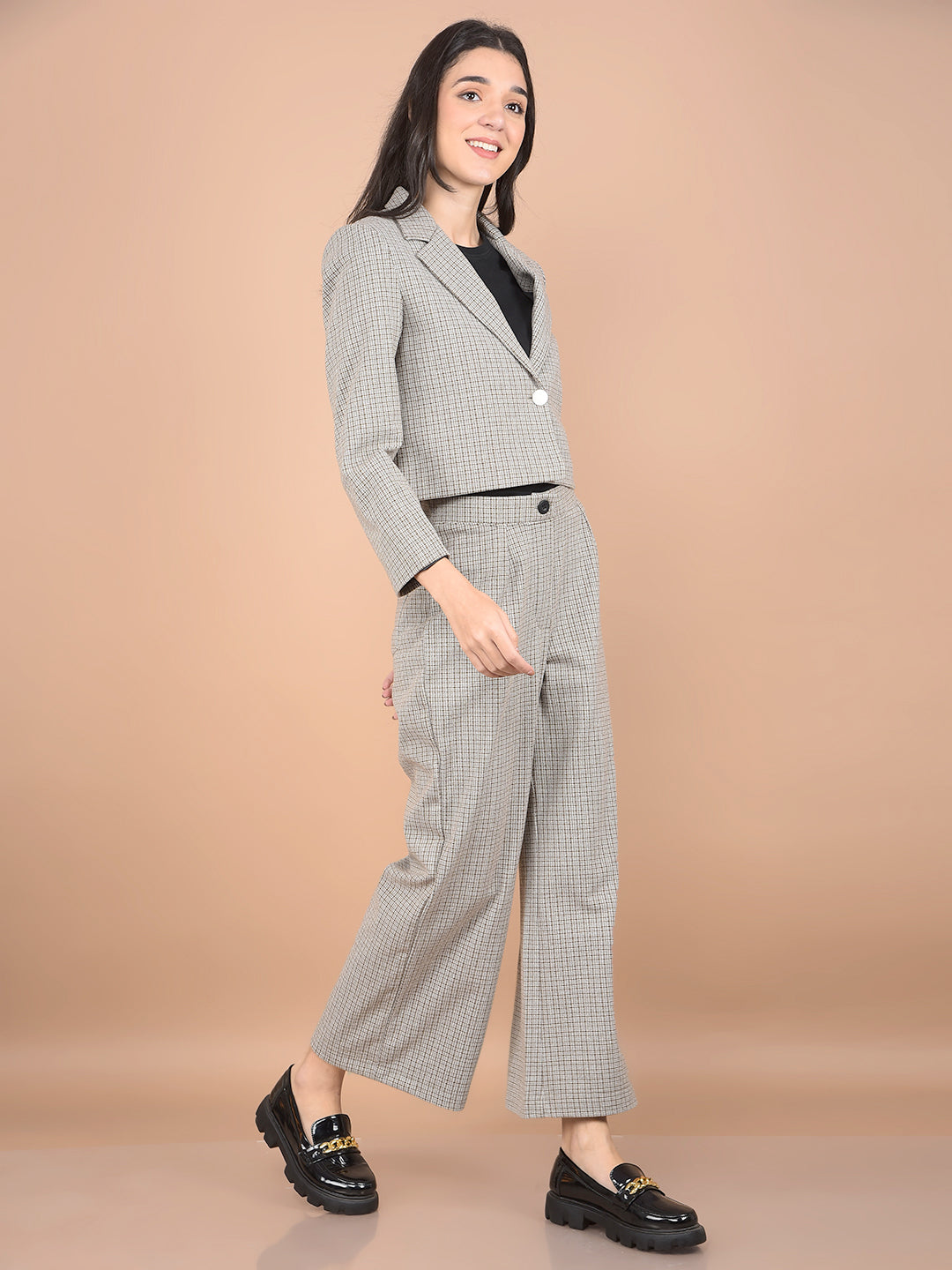Grey Jacquard Co-Ord Set-Women Co-Ord Sets-Crimsoune Club