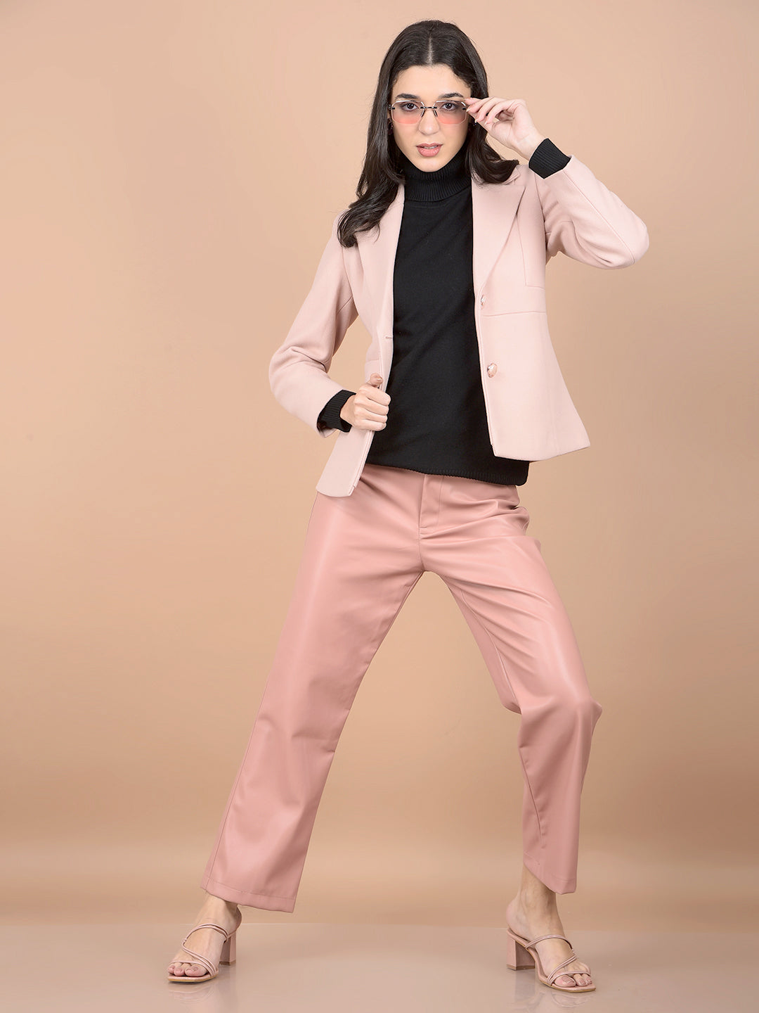 Pink Leather Trousers-Women Trousers-Crimsoune Club