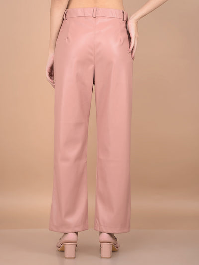 Pink Leather Trousers-Women Trousers-Crimsoune Club