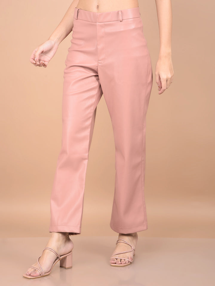 Pink Leather Trousers-Women Trousers-Crimsoune Club