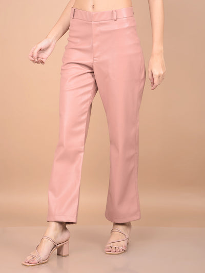 Pink Leather Trousers-Women Trousers-Crimsoune Club