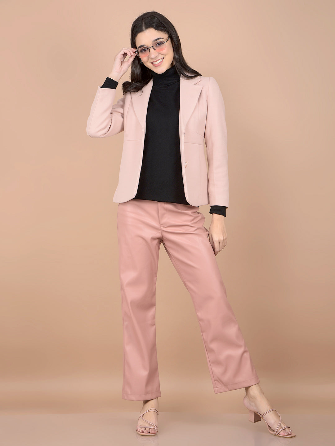 Pink Leather Trousers-Women Trousers-Crimsoune Club