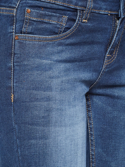 Blue Solid Mildy Fade Jeans-Women Jeans-Crimsoune Club