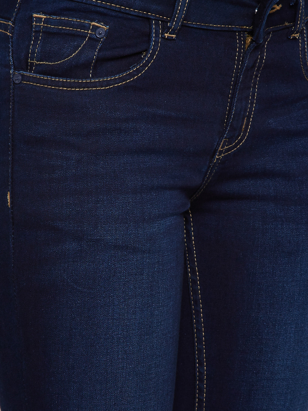 Navy Blue Solid Light Fade Jeans-Women Jeans-Crimsoune Club