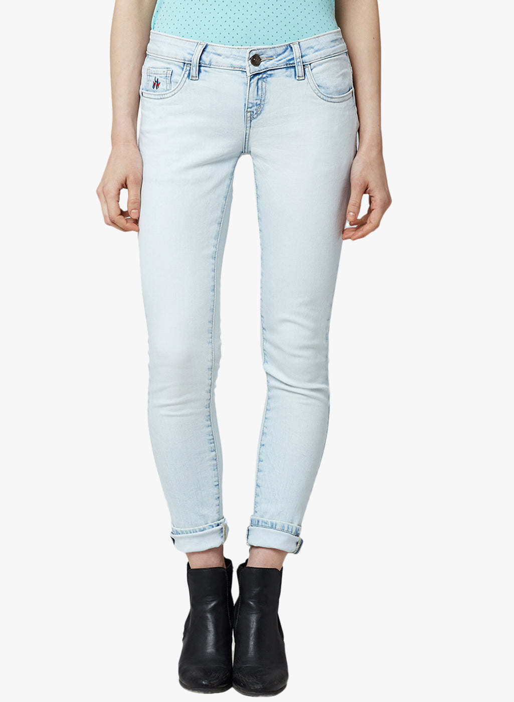 Blue Solid Jeans-Women Jeans-Crimsoune Club