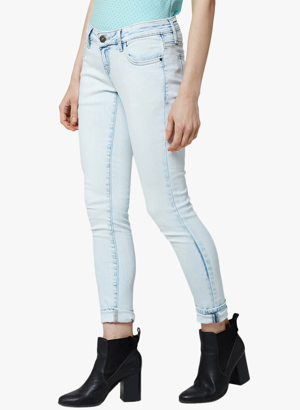 Blue Solid Jeans-Women Jeans-Crimsoune Club