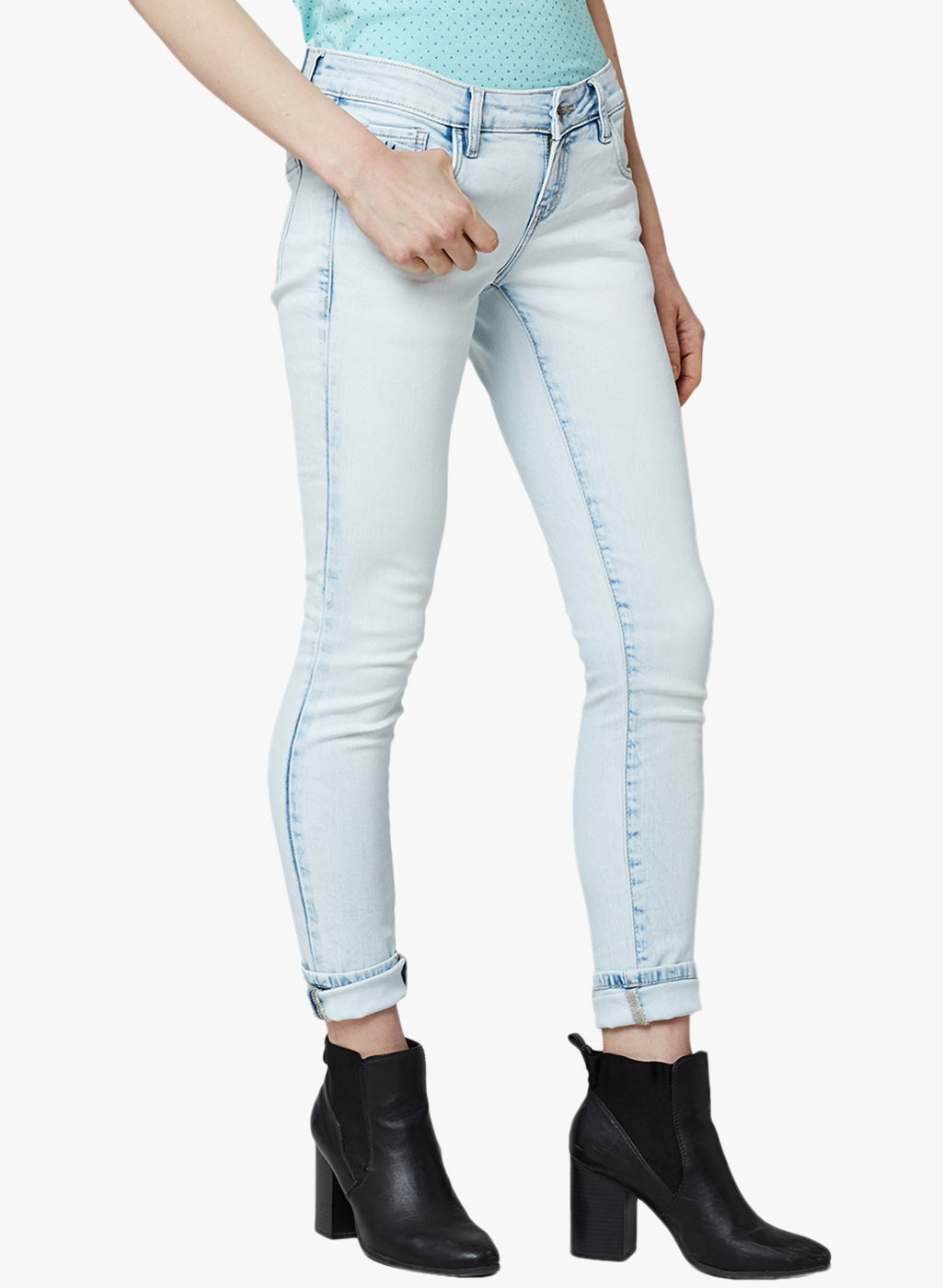 Blue Solid Jeans-Women Jeans-Crimsoune Club