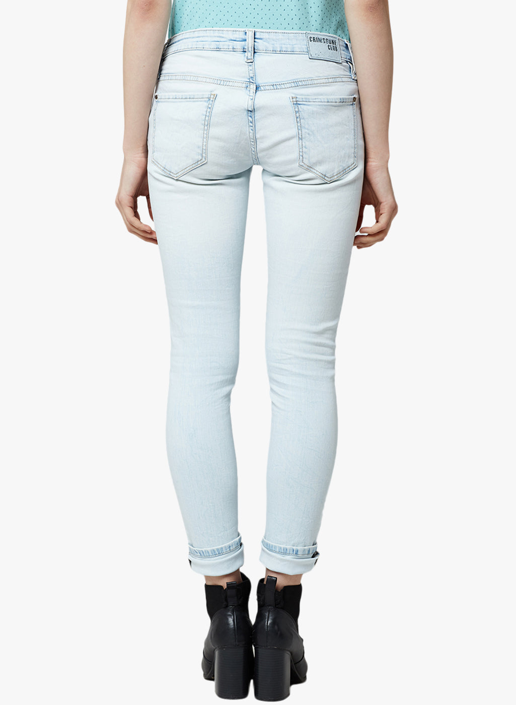 Blue Solid Jeans-Women Jeans-Crimsoune Club