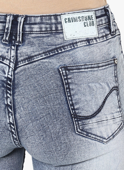 Grey Extra Heavy-Wash Denim-Women Jeans-Crimsoune Club