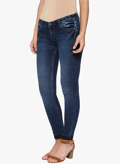 Navy Blue Solid Light Fade Jeans-Women Jeans-Crimsoune Club