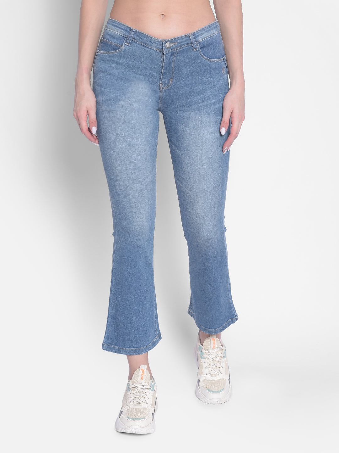 Blue Bootcut Jeans-Women Jeans-Crimsoune Club