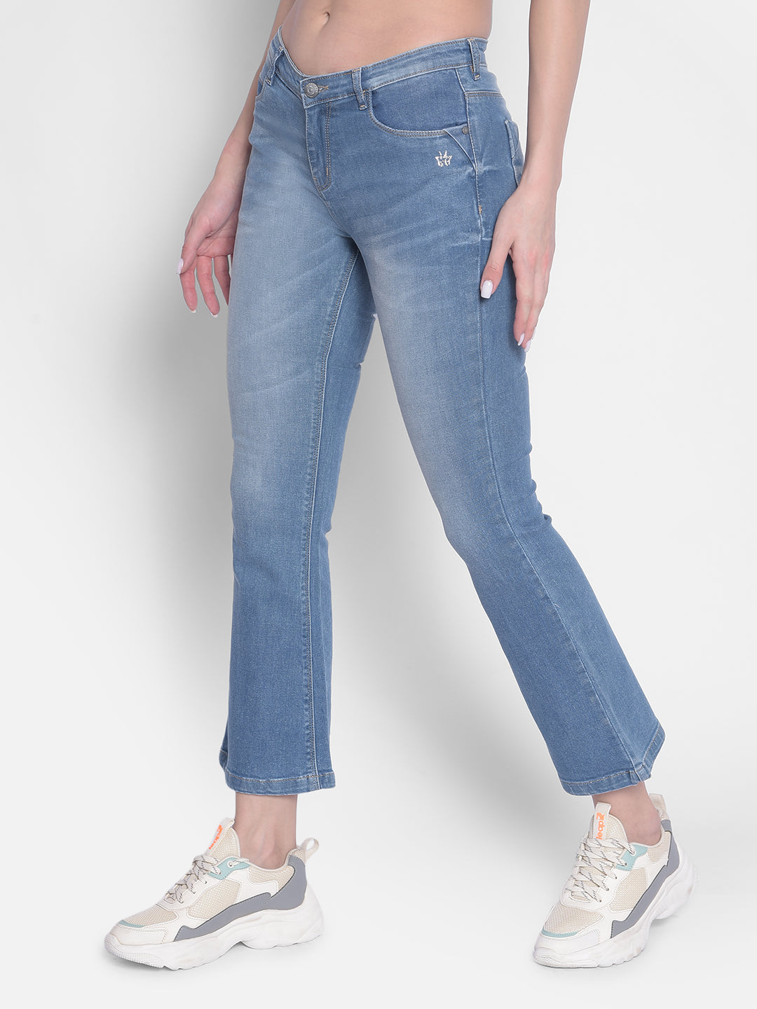 Blue Bootcut Jeans-Women Jeans-Crimsoune Club