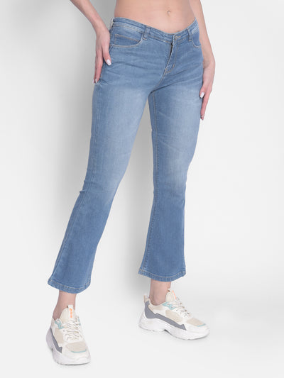 Blue Bootcut Jeans-Women Jeans-Crimsoune Club