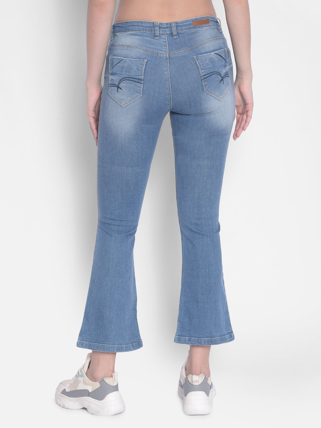 Blue Bootcut Jeans-Women Jeans-Crimsoune Club