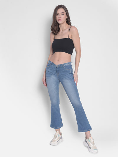 Blue Bootcut Jeans-Women Jeans-Crimsoune Club