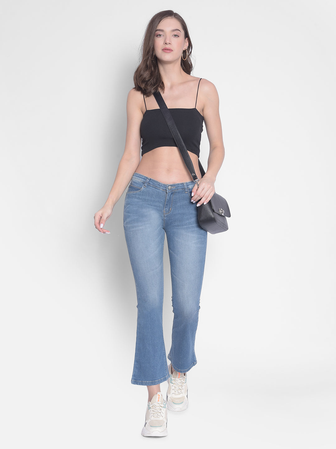 Blue Bootcut Jeans-Women Jeans-Crimsoune Club