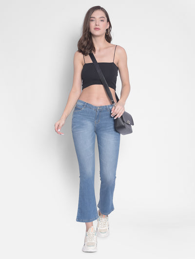 Blue Bootcut Jeans-Women Jeans-Crimsoune Club