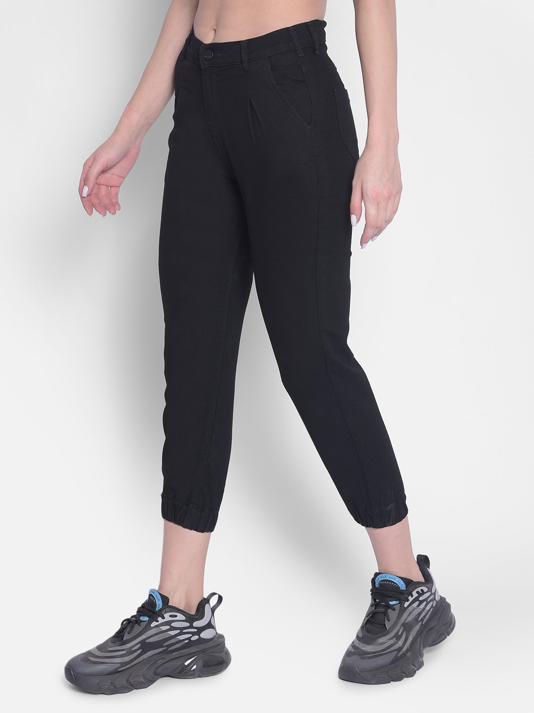 Black Pleated Joggers-Women Joggers-Crimsoune Club