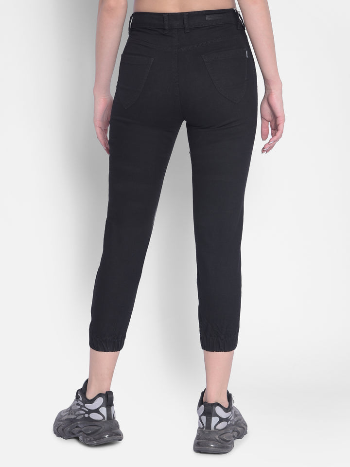 Black Pleated Joggers-Women Joggers-Crimsoune Club