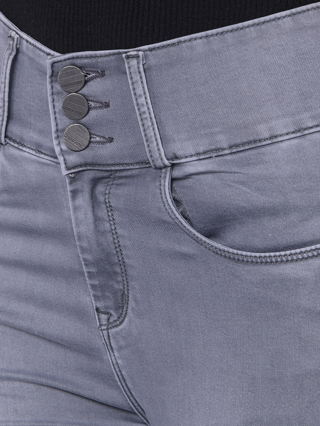 Grey Skinny Fit Jeans-Women Jeans-Crimsoune Club