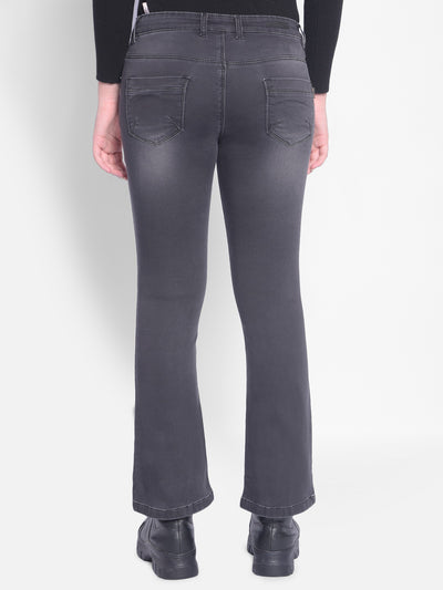Grey Bootcut Jeans-Women Trousers-Crimsoune Club