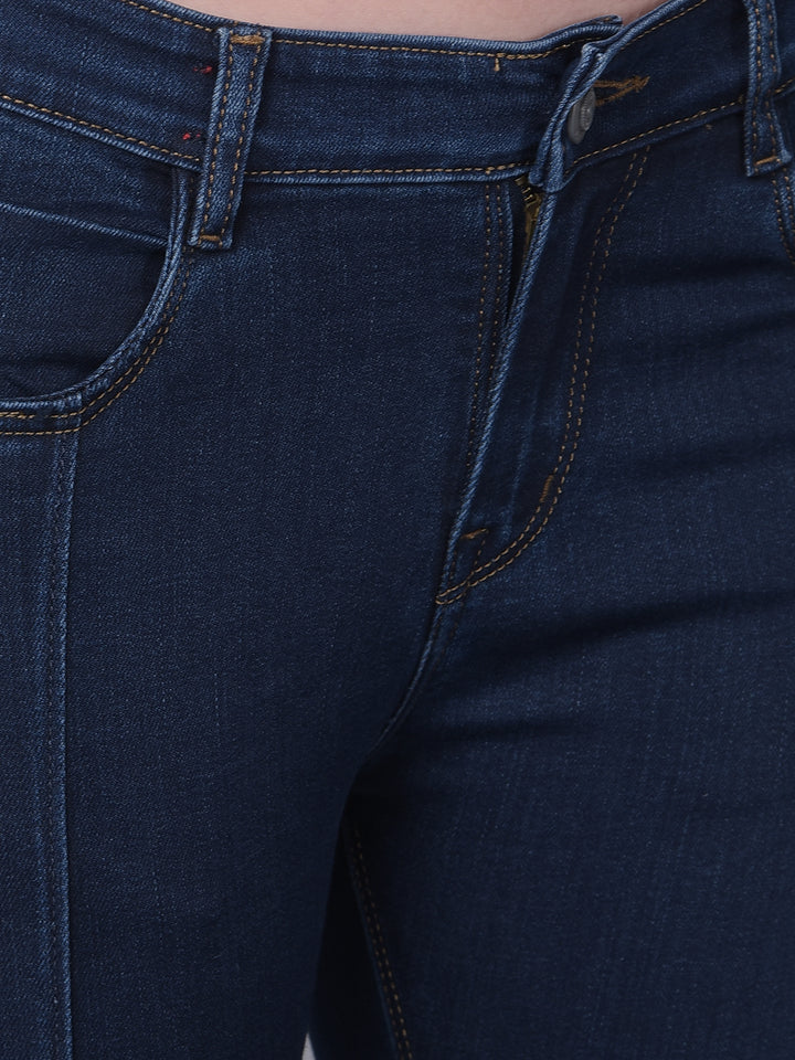 Navy Blue Skinny Fit Jeans-Women Jeans-Crimsoune Club