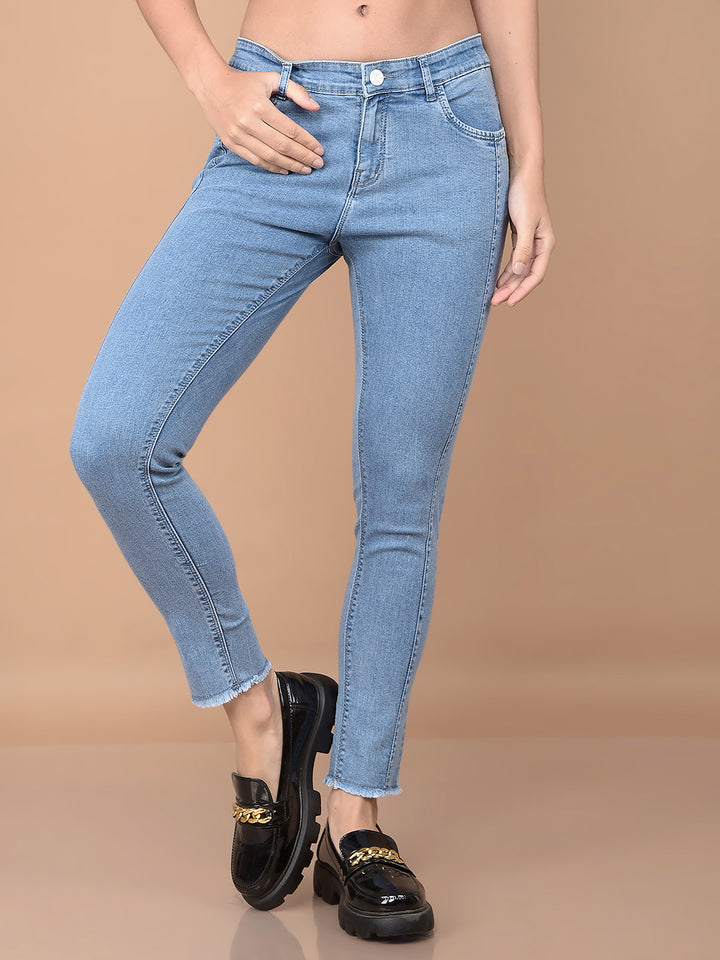 Blue Skinny Jeans-Women Jeans-Crimsoune Club