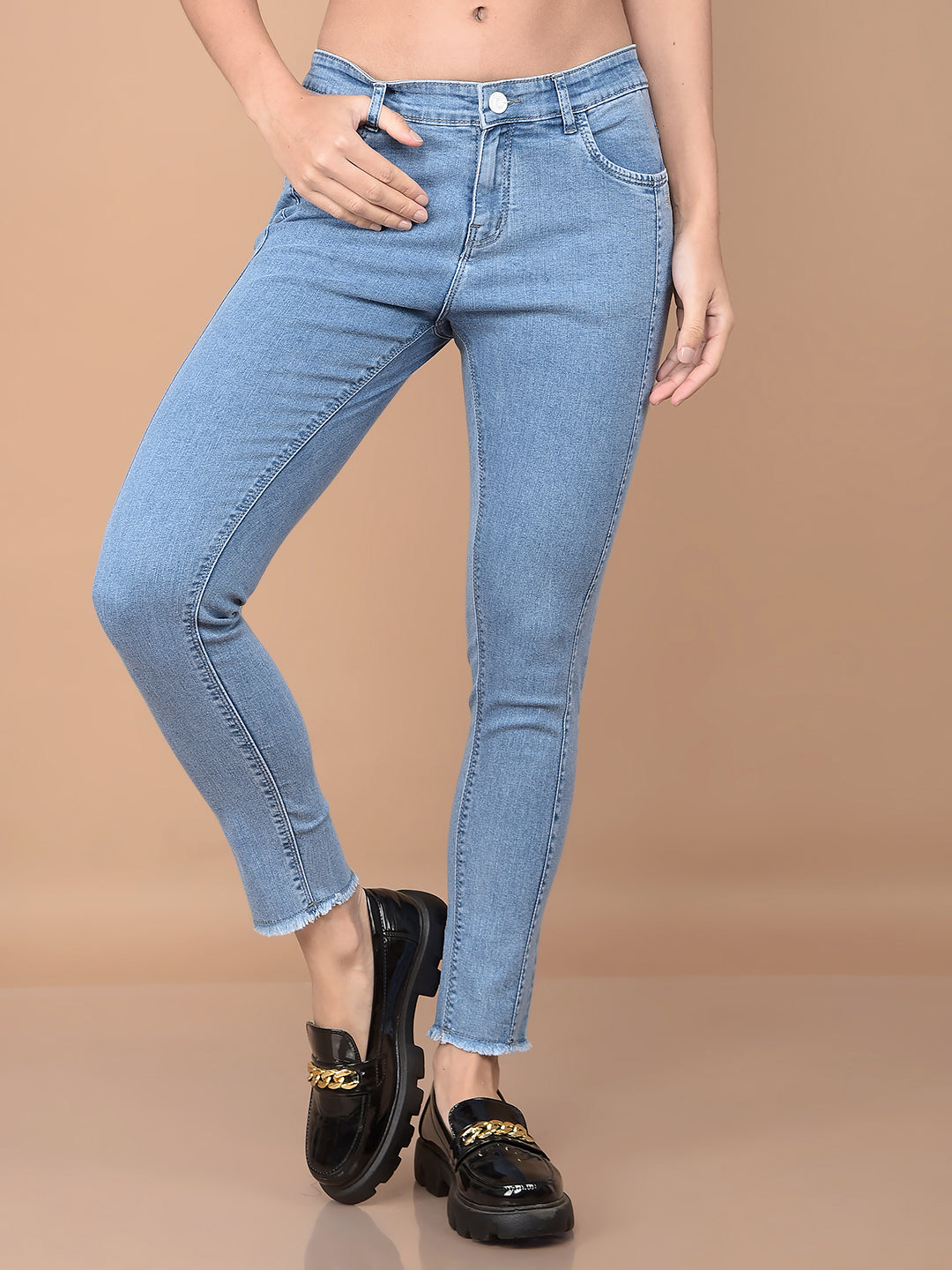 Blue Skinny Jeans-Women Jeans-Crimsoune Club