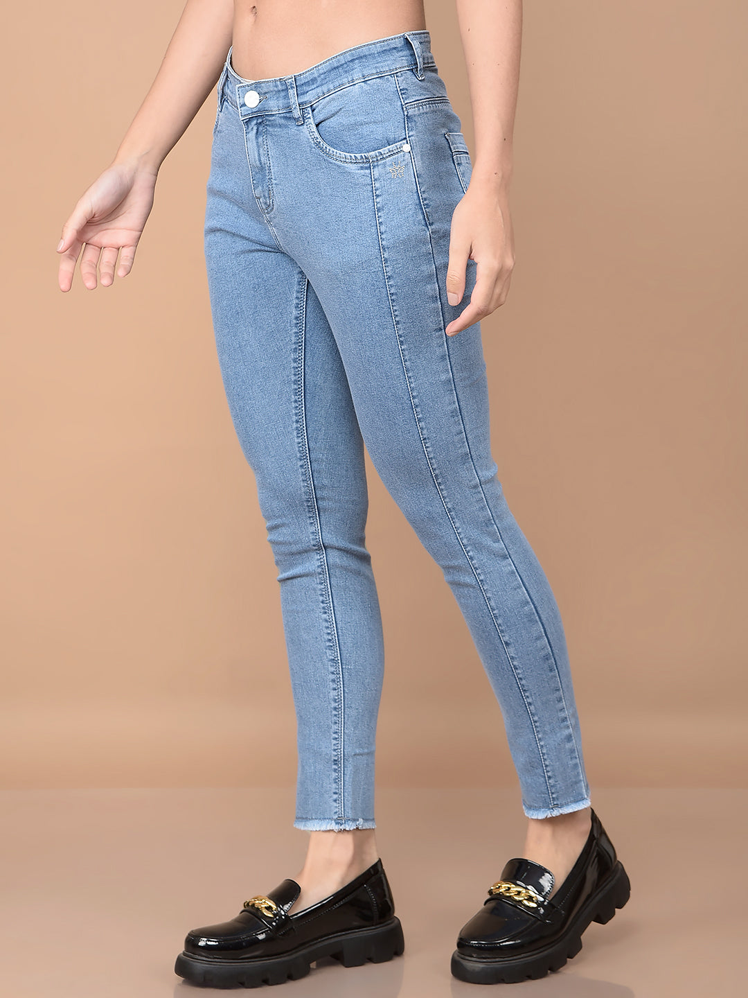 Blue Skinny Jeans-Women Jeans-Crimsoune Club