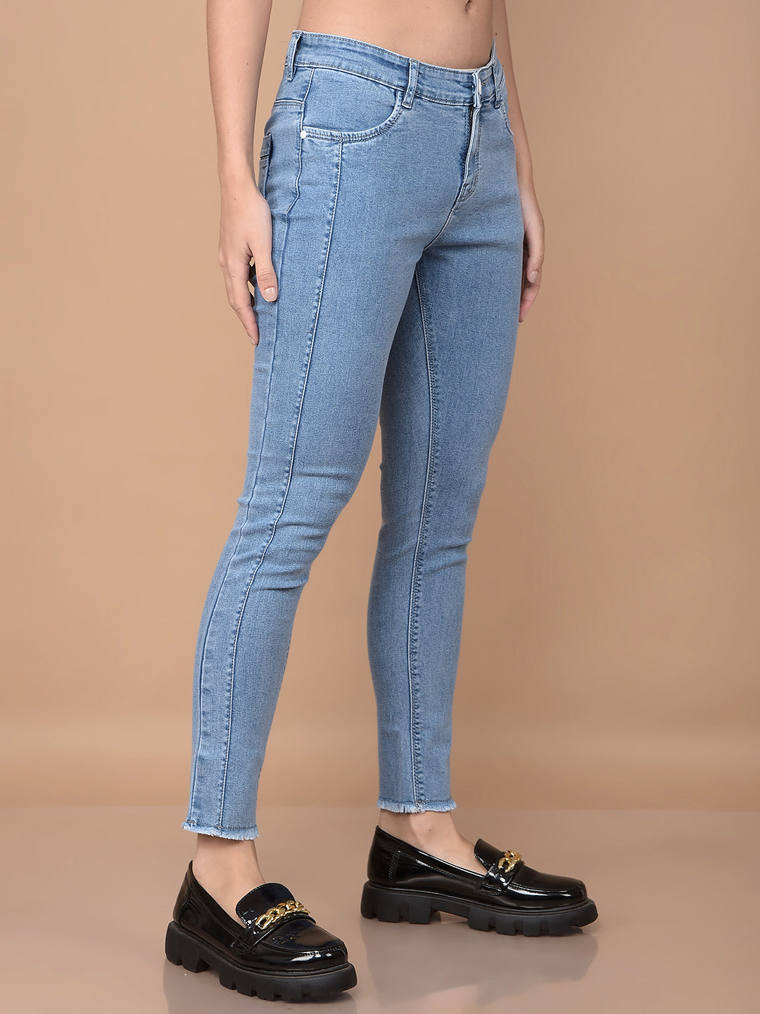 Blue Skinny Jeans-Women Jeans-Crimsoune Club
